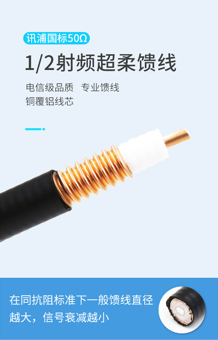 訊浦 饋線 1/2超柔射頻饋線 50歐姆 線芯直徑3.6mm /4.84mm_http://oann34.cn_所有產(chǎn)品_第1張