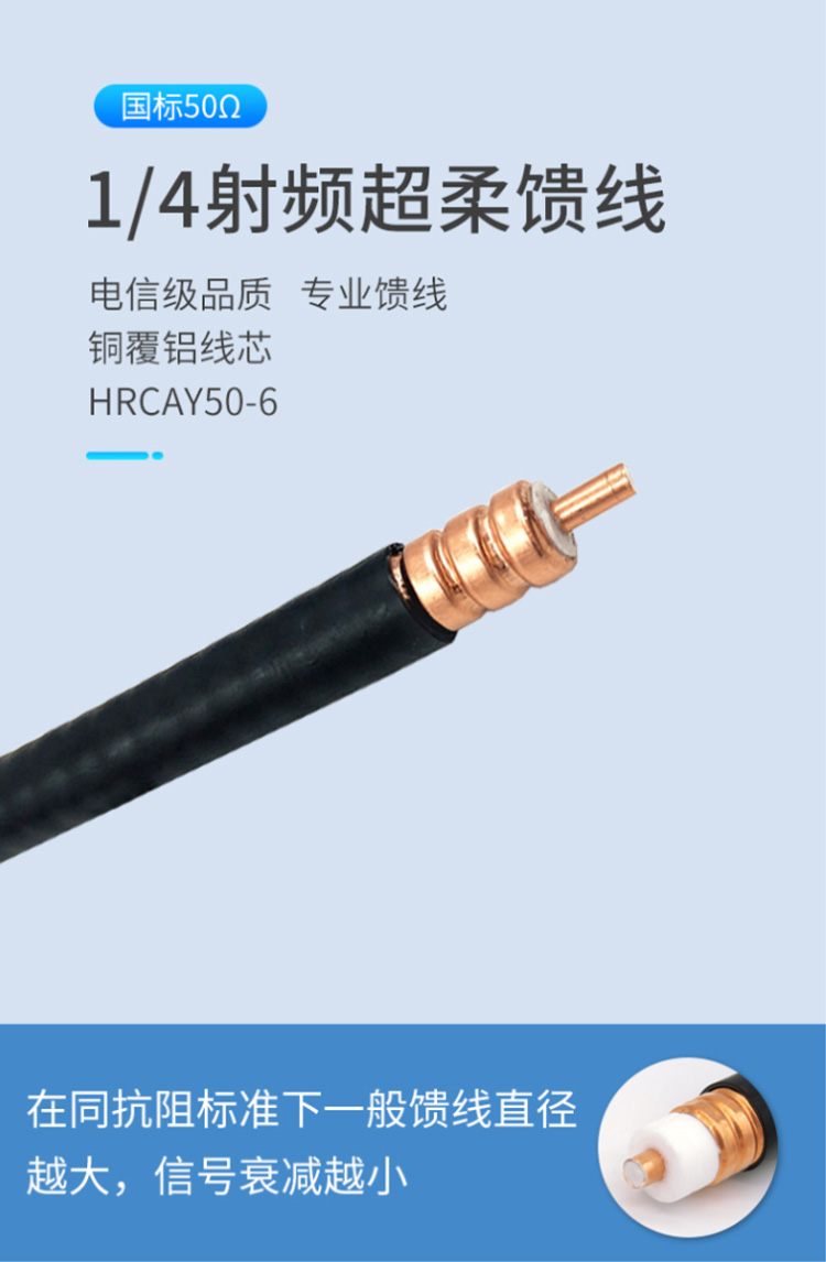 訊浦 饋線 1/4超柔射頻饋線XRCAY50-6 50歐姆 線芯直徑2.57mm_http://oann34.cn_饋線_第1張