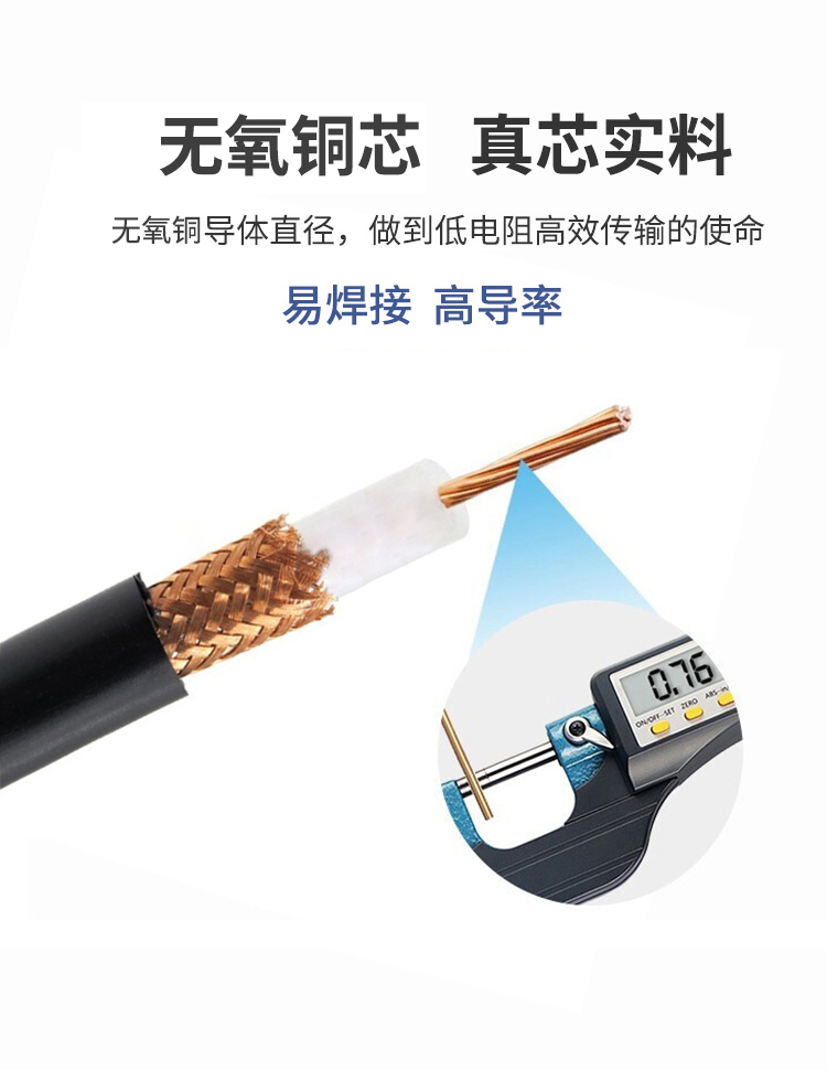 訊浦 SYV50-7射頻線饋線單屏蔽/雙屏蔽 RG213高頻線 銅芯直徑7*0.76mm 100米/卷_http://oann34.cn_所有產品_第3張