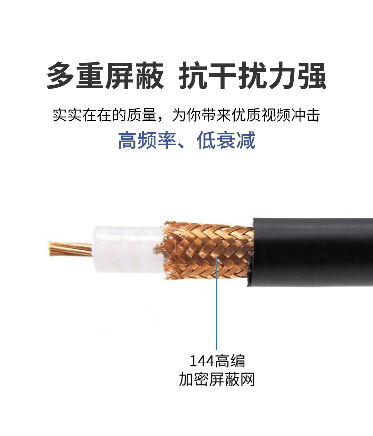 訊浦 SYV50-7射頻線饋線單屏蔽/雙屏蔽 RG213高頻線 銅芯直徑7*0.76mm 100米/卷_http://oann34.cn_所有產品_第2張