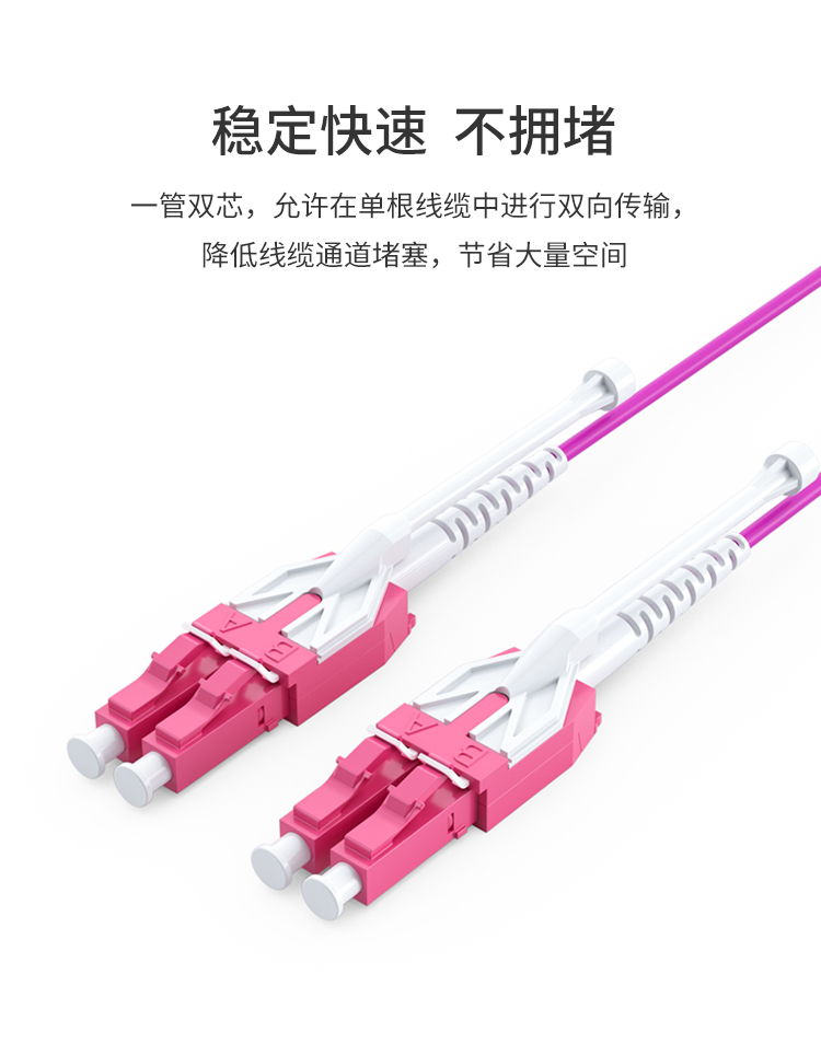 訊浦 萬兆多模光纖跳線LC-LC OM4一管雙芯拉桿推拉式尾纖3米~5米_http://oann34.cn_所有產(chǎn)品_第4張