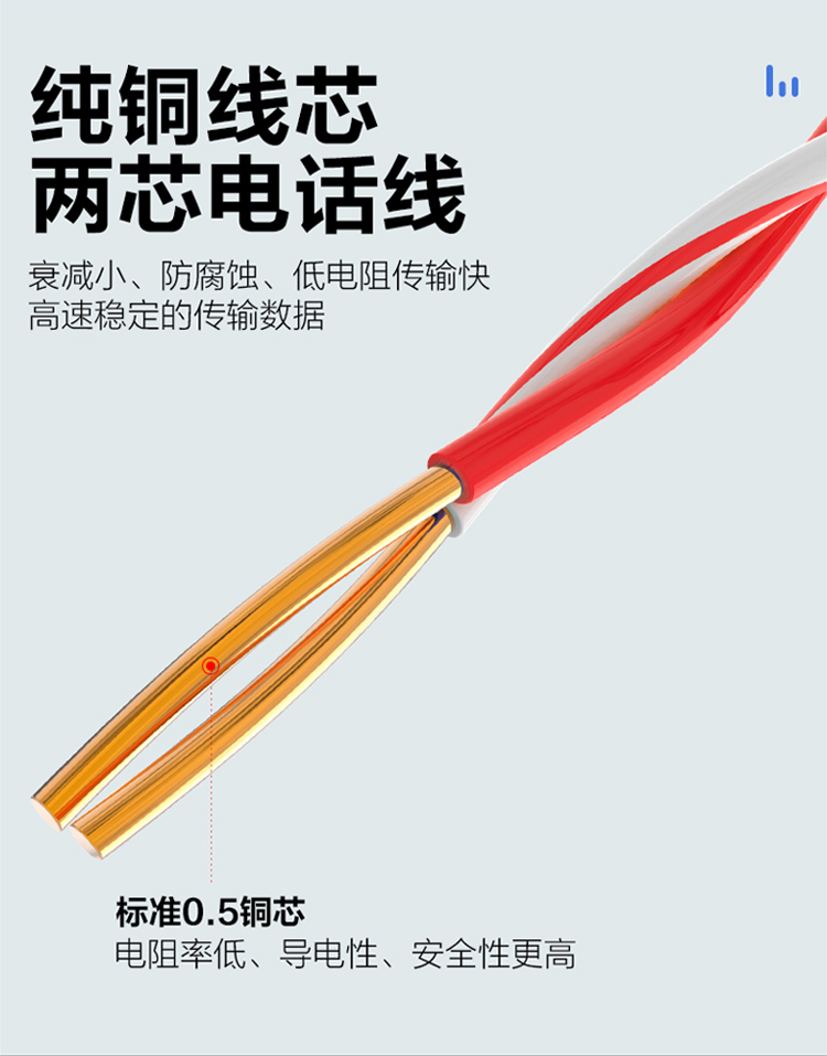訊浦 紅白電話線 0.5純無(wú)氧銅雙絞線 2芯 100米/卷_http://oann34.cn_所有產(chǎn)品_第2張